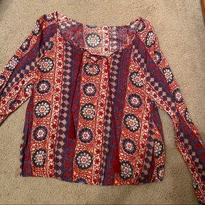 Hollister Long-Sleeve Maroon Floral Top